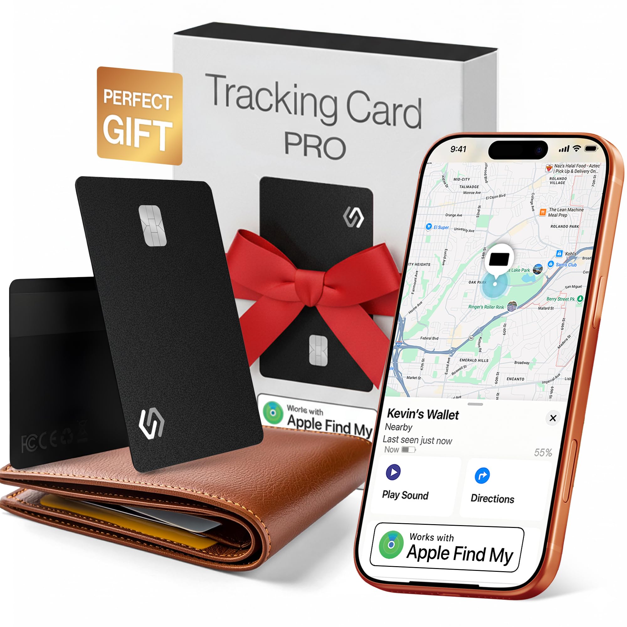 Photo 1 of SPOTMINDERS Mens Valentines Day Gifts for Him Apple MFi Certified Credit Card Wallet Tracker PRO (iOS Only) 0.07in Works with Apple Find My Rechargeable Tracking Card IP68 Slim Passport Item Finder