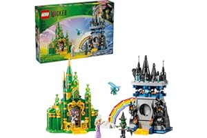 LEGO Wicked Emerald City & Kiamo Ko Castle Building Toy Figurines Elphaba & Glinda, 2 ensembles de jeu à construire et mini f