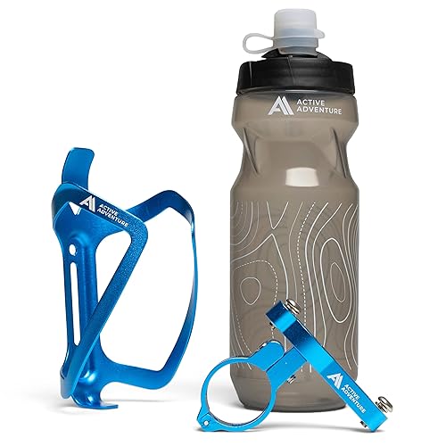 Bike Water Bottle Holder Combo 20 Oz Squeeze Bottle Bicycle Mount Cage  Rack, No Screws Needed, Durable Alloy Fits All Handlebar Bikes MTB