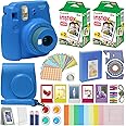 Fujifilm Instax Mini 9 Instant Camera Cobalt Blue with Carrying Case + Fuji Instax Film Value Pack (40 Sheets) Accessories Bundle, Color Filters, Photo Album, Assorted Frames, Selfie Lens + More