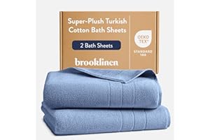 Brooklinen Super-Plush Turkish Cotton Bath Sheets - Set of 2 - Cotton, 820 GSM, Highly Absorbent, Machine Washable, Perfect for Home & Bathroom (40" x 65", Ocean Blue)