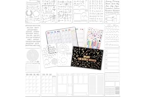 FETEULO Bullet/Dotted Journal Stencils Set – 18 PCS Bullet Journaling Supplies/Accessories, 5.1" x 7.9" Planner Stencils for Painting with Monthly/Weekly/Daily Calendar, Letter Stencils, DIY Drawing Templates