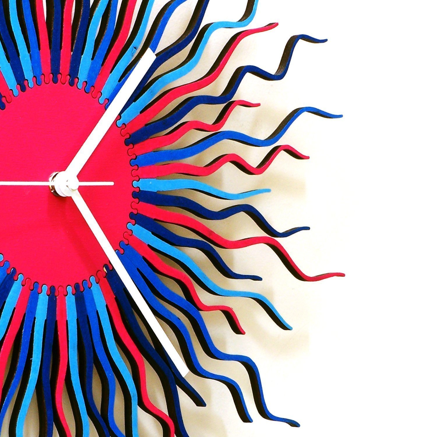 23.5 inch Pink and Blue Contemporary Wall Clock, Unique Wall decoration & Art + Handmade Medusa Blue Wall Clock Extra Large (XL) Size by ardeola - Image 5