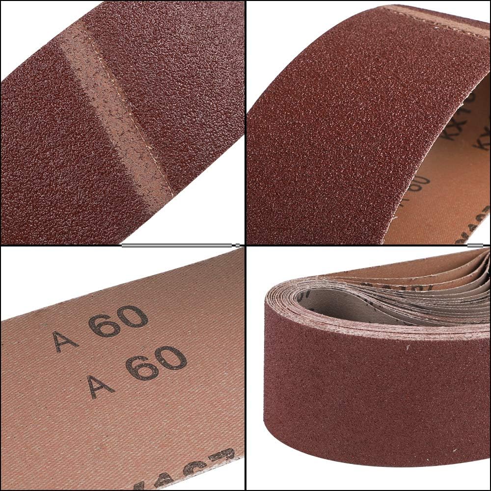 Coceca 3x21 Inches(75x533mm) Aluminum Oxide Sanding Belt, 18 Pack Sanding Belts (3 Each of 60 80 120 180 240 400 Grits) for Belt Sander - - 