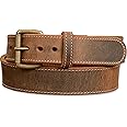 Bullhide Belts Mens Leather Steel Core Belt, Heavy-Duty, Genuine Full Grain Stitched Leather Belts 1.50" Wide Made in the USA