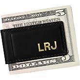 Northwind Personalized Leather Magnetic Money Clip - Made in USA - Custom Monogrammed Full Grain Leather Bill Clip for Men