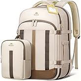 MATEIN HER 18x14x8 Personal Item Backpack with Luggage Tag &amp; Rain Cover | Waterproof, Women Travel Backpack for Frontier Airline, Lightweight, TSA Approved Underseat Bag, Fit 17.3" Laptops, 2 Pcs Set