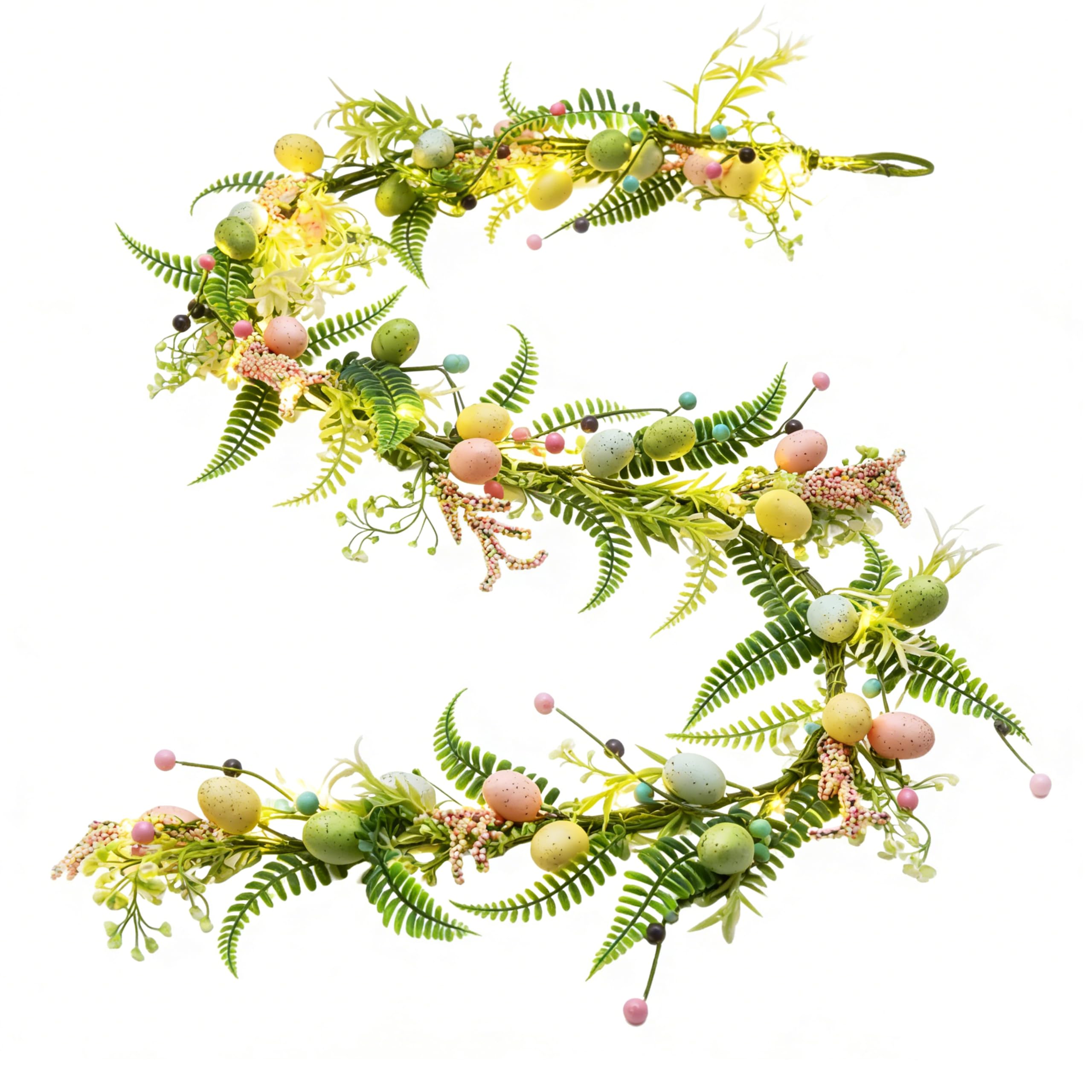 AOMOONOA [Timer] 6 FT Lighted Easter Garland, Easter Decorations for Home, Easter Egg Garlands Spring Fireplace Mantel Decor, Spring Garland with 30 LED Warm Light for Home Indoor Decor