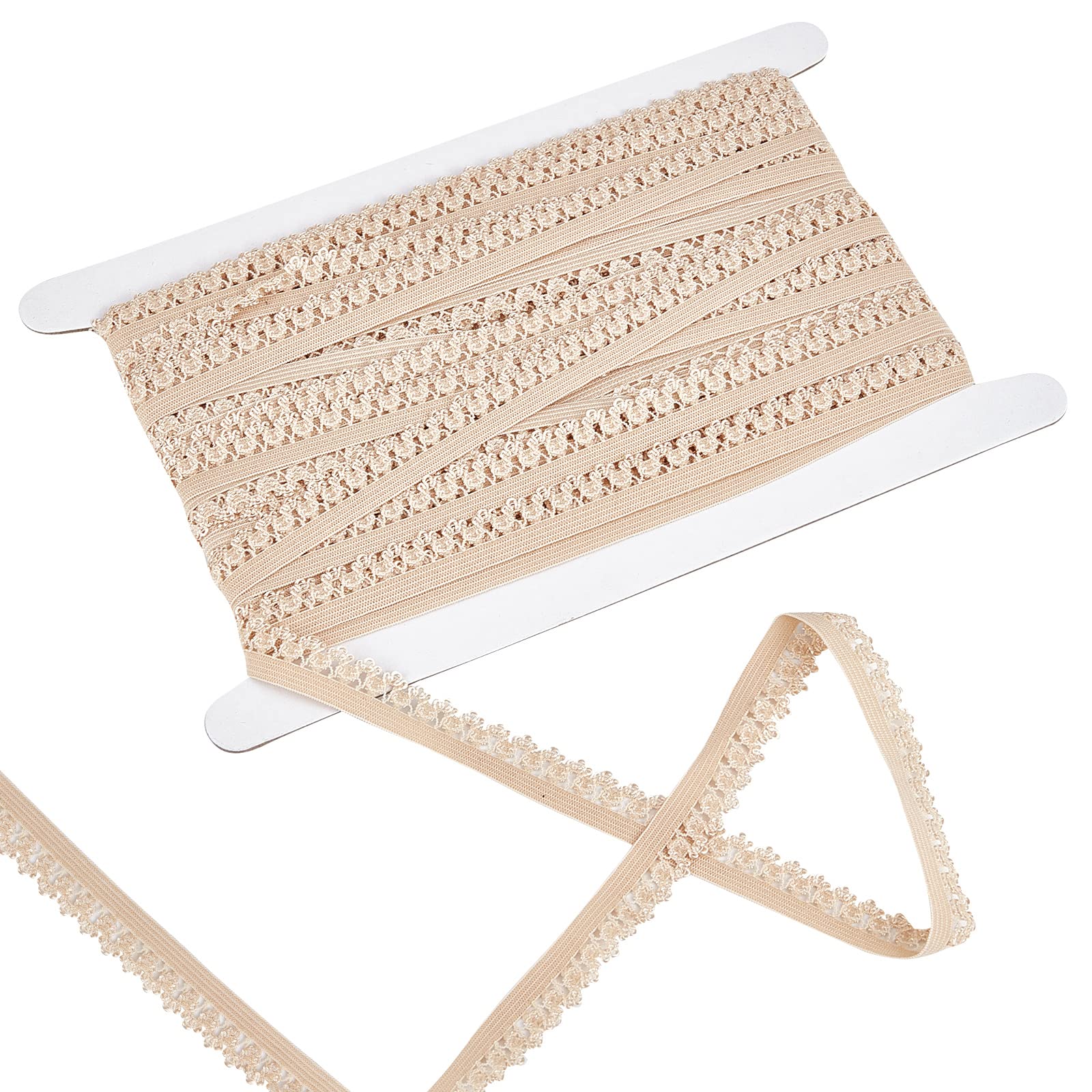 GORGECRAFT 20 Yards Edge Lingerie Elastic 13mm Wide Stretch Lace Trim Edges Trimming Bias Binding Webbing Crocheted Lace Ribbon for DIY Sewing Crafts Garment Embellishments Gift Wrapping, PeachPuff