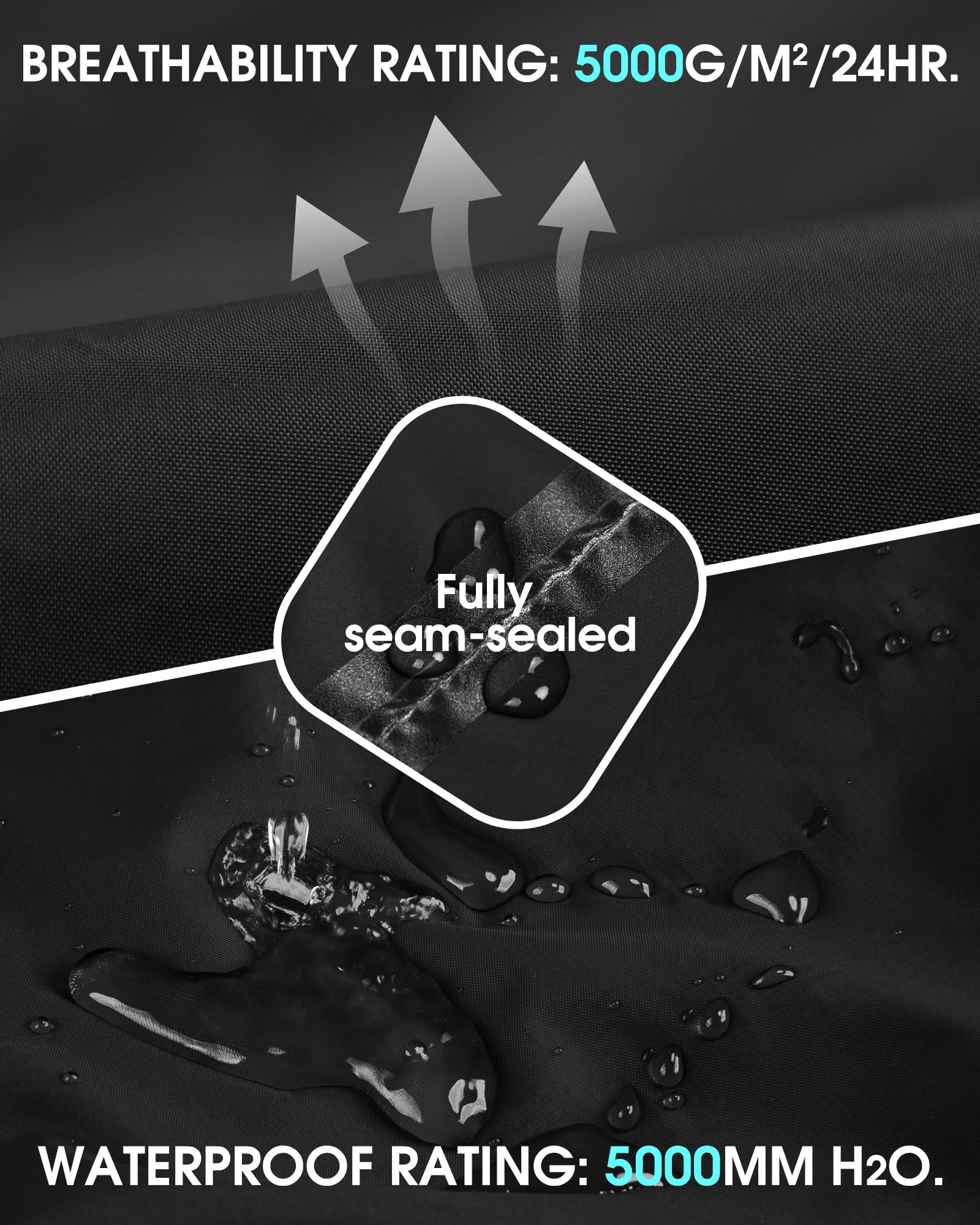 33,000ft Packbare Regenhose Herren Wasserdicht Leichte Fahrrad Überziehhose Winddicht Reflektierende Wanderhose zum Golf Outdoor Angeln Schwarz M 3