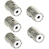 PL259 Barrel Connector, 5-Pack RFAdapter UHF Female to Female Coax Coaxial Adapter Coupler for CB Ham Radio Antenna, SWR Mete