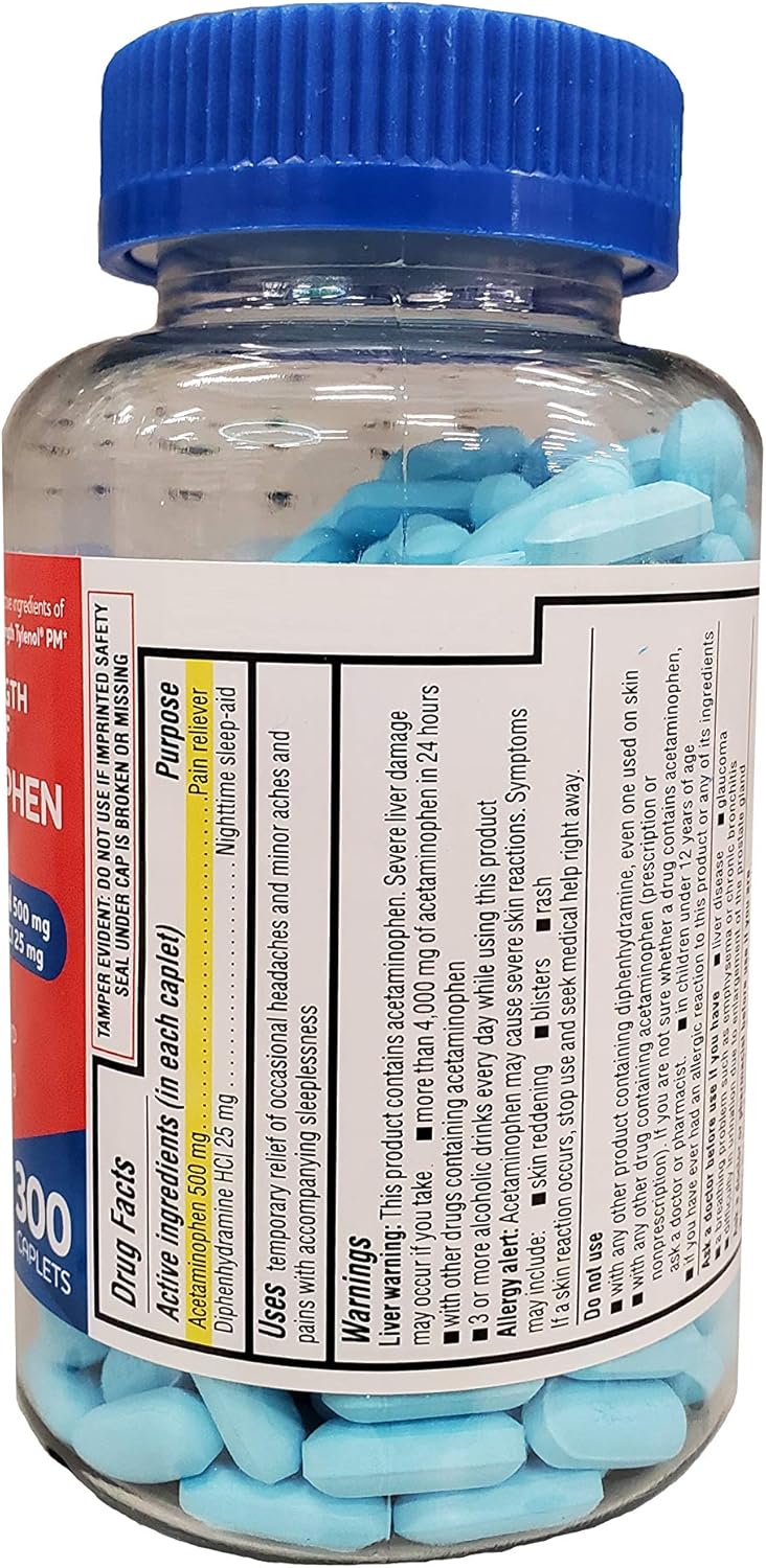 Rite Aid Acetaminophen PM Caplets - 300 Caplets | Sleep Aid & Pain Relief | Acetaminophen Extra Strength | Pain Reliever | Sleep Aids for Adults | Arthritis Pain Relief | Real Time Pain Relief: Health & Personal Care