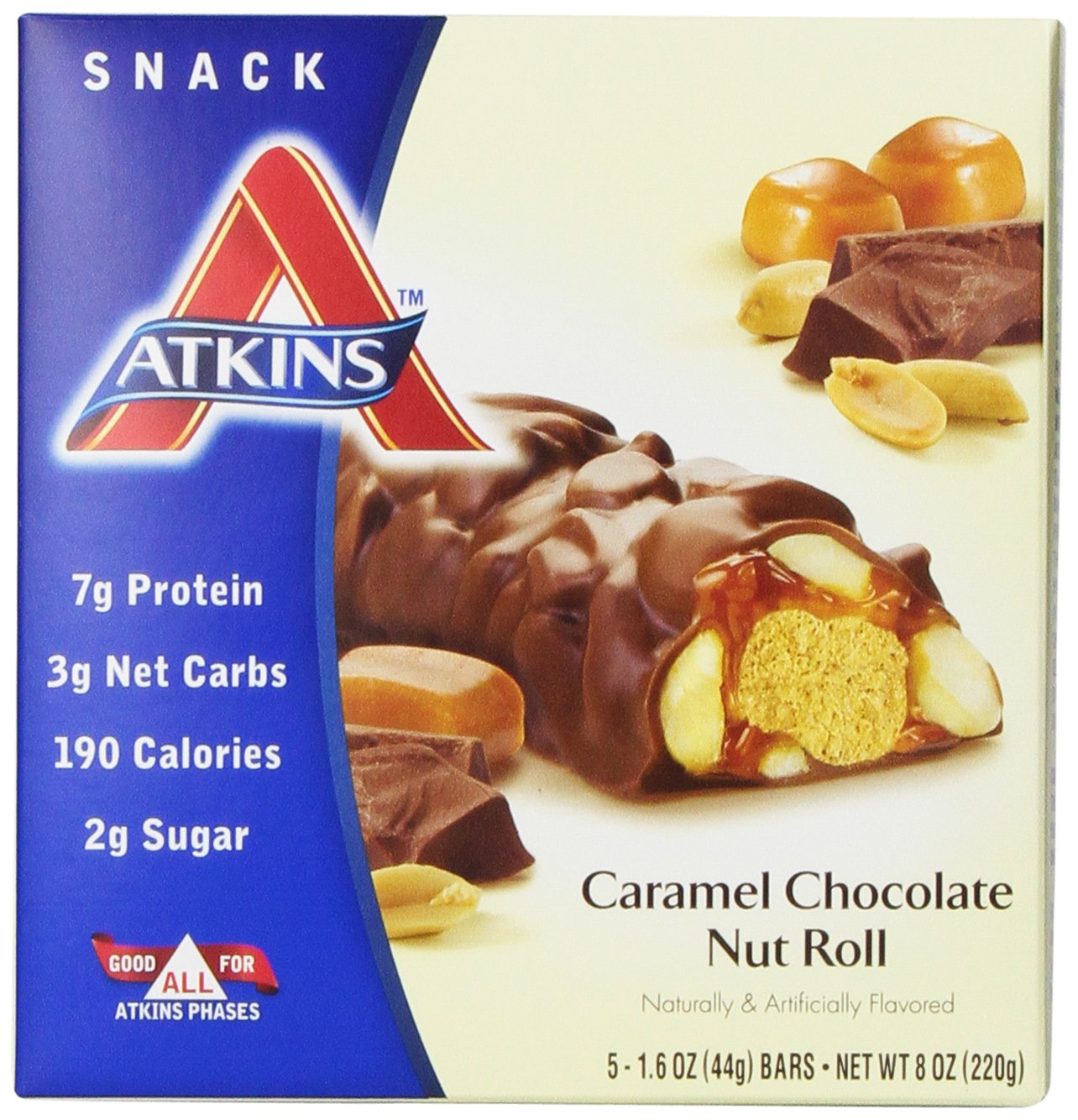 Atkins Snack Bar Caramel Chocolate Nut Roll 5 Bars 637480025539 eBay