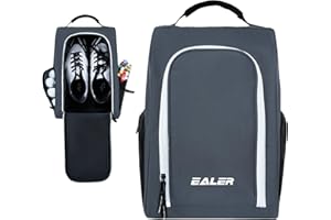 EALER GSB100 Golf Shoe Bag, Zippered Shoes Carrier Bags with Ventilation & Double Outside Pocket for Golf Balls, Socks, Tees, Valuables and Other Accessories