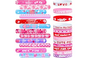 Thuodo 48 Pcs Valentines Slap Bracelets Rubber Bracelets Valentines Party Favors Gifts for Kids School Classroom Goodie Bag Stuffers