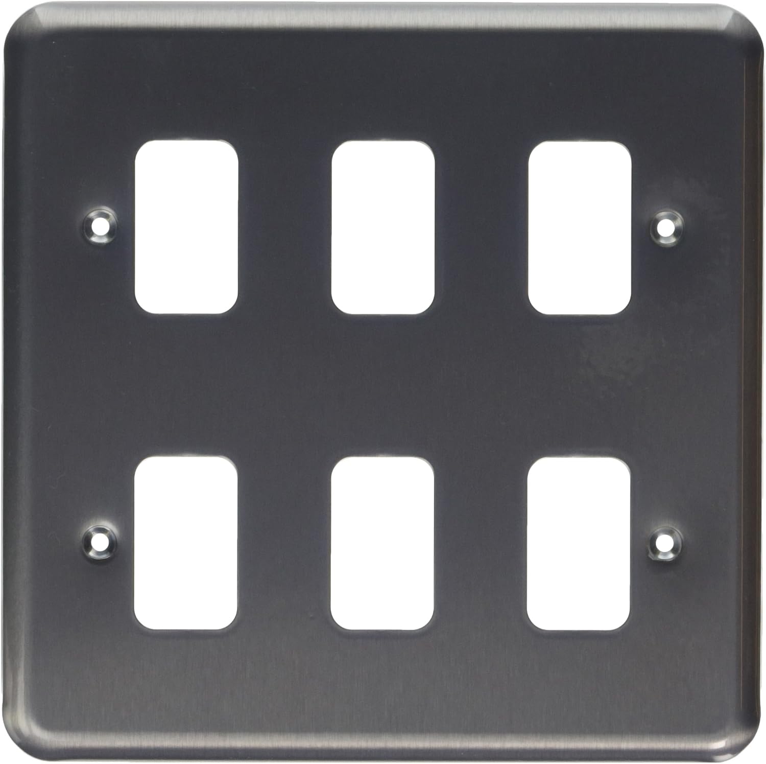 MK Grid Plus K3436BRC 6-Module Grid Frontplate - Brushed Chrome, Gold