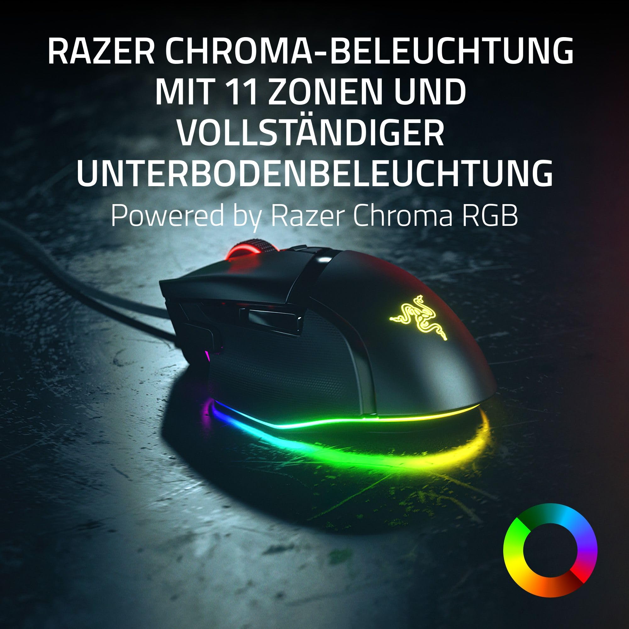 Razer Basilisk V3 35K - Vollständig anpassbare ergonomische kabelgebundene Gaming-Maus - Focus Pro 35K Sensor (HyperScroll Tilt Wheel, 11-Zonen-Beleuchtung, optische Mausschalter Gen-3) Schwarz 5