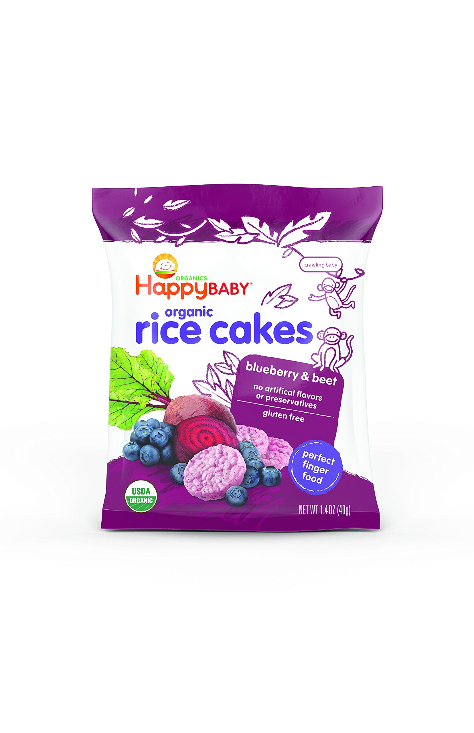 Happy Baby Organic Rice Cakes Apple, 1.4 Ounce Bag (Pack of 10) Puffed