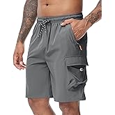 Men's Cargo Hiking Shorts Elastic Waistband Stretch Short Shorts for Men no Lined with 5 Pockets