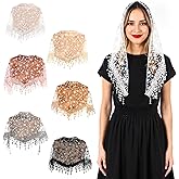 AojSup 6 Pcs Catholic Veils for Women Mass, Chapel Veils Catholic Mass Lace Triangle Mantilla Head Covering Floral Tulle Shawl Scarf (6 Colors)