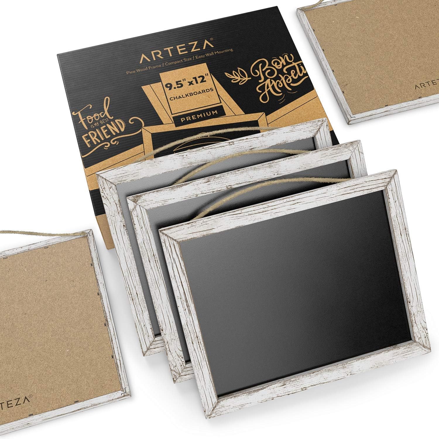 Arteza Vintage Framed Chalkboard 9.5x12 Inches, Pack of 5, with String - Easy to Hang, Decorative Chalk Board for Kitchen, Cafe, Store, Weddings & Special Events: Office Products