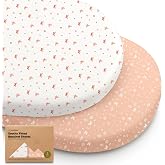 2pk Organic Baby Bassinet Sheets Boys, Girls, Fitted Sheet (Butterflies) | 100% Cotton Bassinet Mattress Sheets, Compatible with Halo Bassinest Swivel Sleeper, Graco, Baby Delight, Universal Fitted