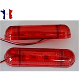 Feux De Gabarit Arrière LED Rouge - Lot De 2 - 12-24V, 20 LEDs SMD - Pour Camion, Remorque, Bus - Dimensions 120x44x15 Mm