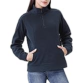 GIMECEN Women's Soft Polar Fleece Pullover Quarter-Zip Sweatshirt Long Sleeve Sweater Jacket Casual Fall Outerwear