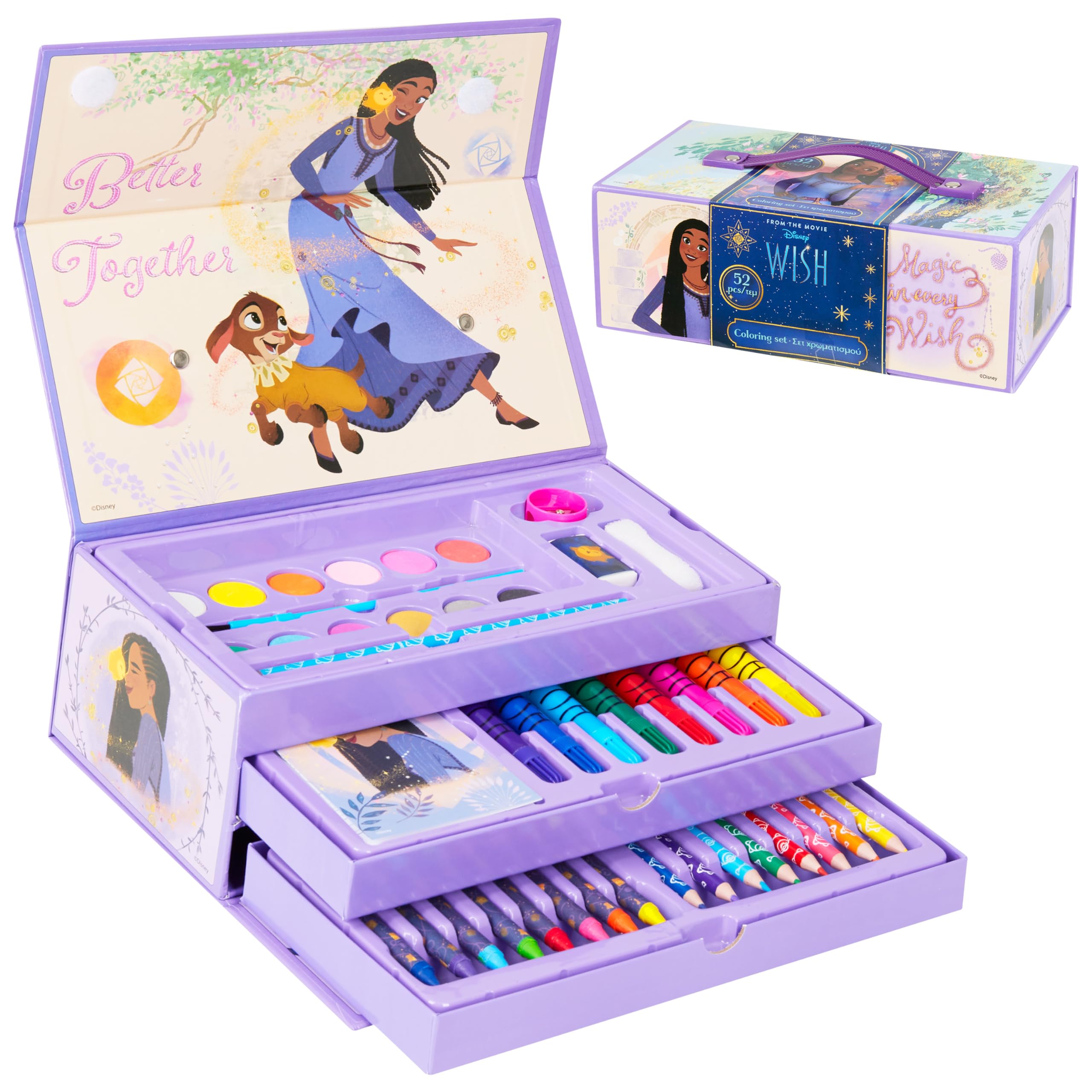 Disney Kids Painting Sets Art Supply Sets 40 Plus Pieces Colouring Sets for Children with Crayons Wish Gifts for Girls