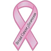 Ribbon Shaped Awareness Support Magnet - Breast Cancer (Pink) - Cars, Trucks, SUVs, Refrigerators, Etc.