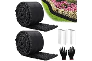 ZATOZKAR 10 Ft Long Rubber Mulch for Landscaping Garden Mulch Black Roll Rubber Mulch Mat Natural-Looking Edging Border Cuttable Reduced Growth Organic Soil Fertilizer Bed Liner for Garden (2 Pack)