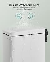 SONGMICS Narrow Pedal Bin 5L White Toilet Bin Slim Steel Soft Close LTB560W05 view 4