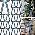 Glitinsel 24 Pcs Velvet Bows for Christmas Tree Vintage Rustic Velvet Christmas Ornaments Bows for Door Garland Wreath Decoration