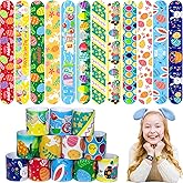 UMEMAXSO 48 PCS Easter Slap Bracelets for Kids – Fun Bunny & Egg Designs, Party Favors, Goodie Bag Fillers, and Classroom Prizes