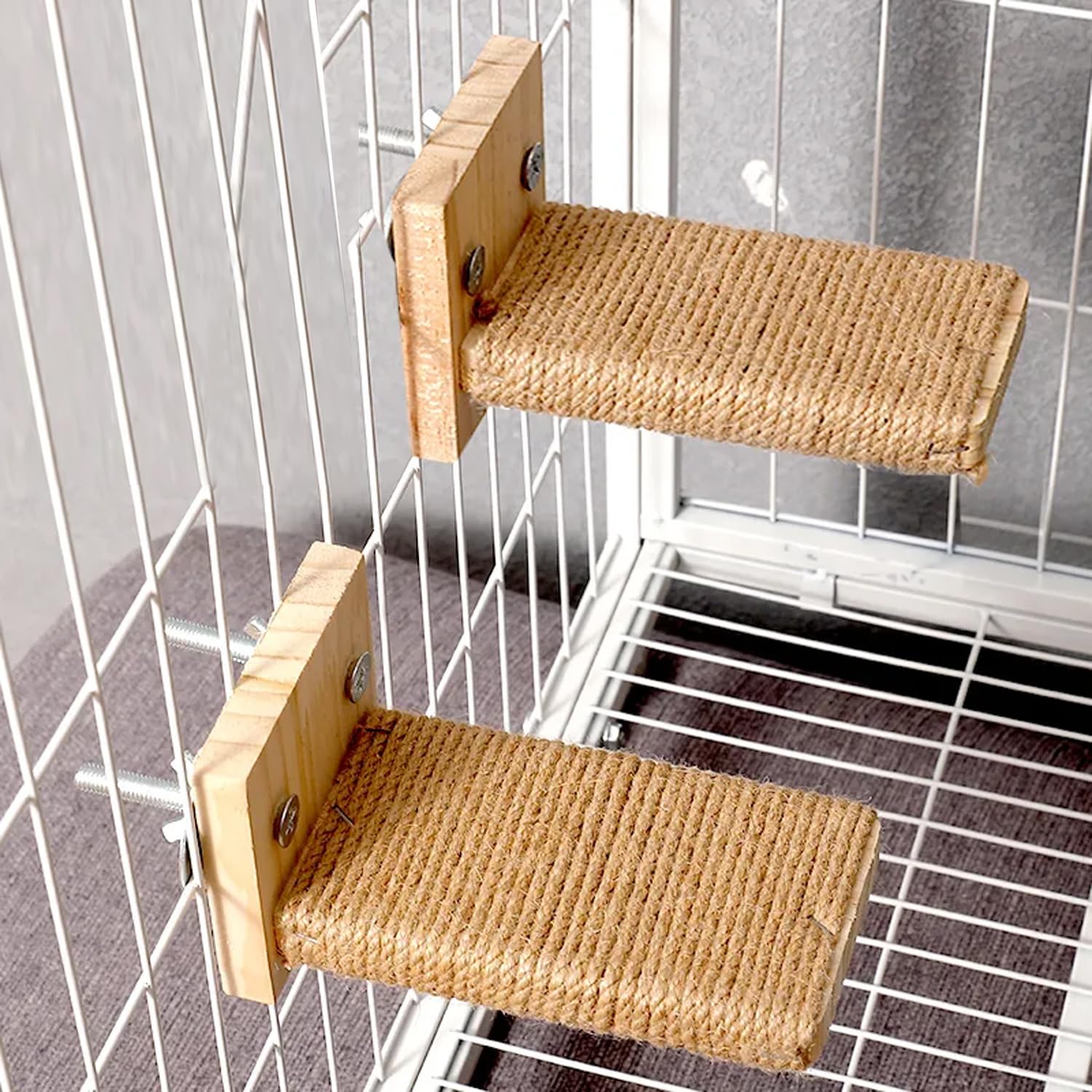 Photo 1 of ***MISSING PIECES*** Cat Climbing Steps Scratching Tree - 2pcs Scratching Steps Sisal Hemp Cage Shelf Ladder Pets Perch Furniture Inside The cage with Install Screws (S)
