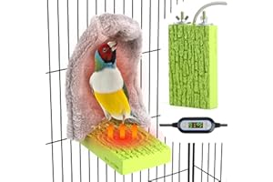 HOSUKKO Bird Heater for Cage,Temperature-Adjustable Warm Bird Perch with Small Nest,12V 5W 91°F-118°F Range Warmer Perch Stand for Parrots,Cockatiels,Parakeets and Small Birds