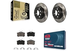 Transit Auto - Rear Coated Drilled Slotted Disc Brake Rotors And Ceramic Pads Kit For Volkswagen Jetta Beetle Golf SportWagen