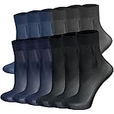 Cityelf 12 Pack Men Silky Socks Ankle Sheer Men Dress Socks Ultra Thin Nylon Sox Summer Cool Crew Socks