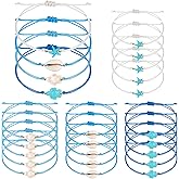 JarThenaAMCS 20Pcs Ocean Coastal String Bracelets Under The Sea Party Favors Starfish Sea Shell Turtle Tortoise Beads Adjustable Braided Bracelet for Women Family Friends Summer Beach Party Supplies