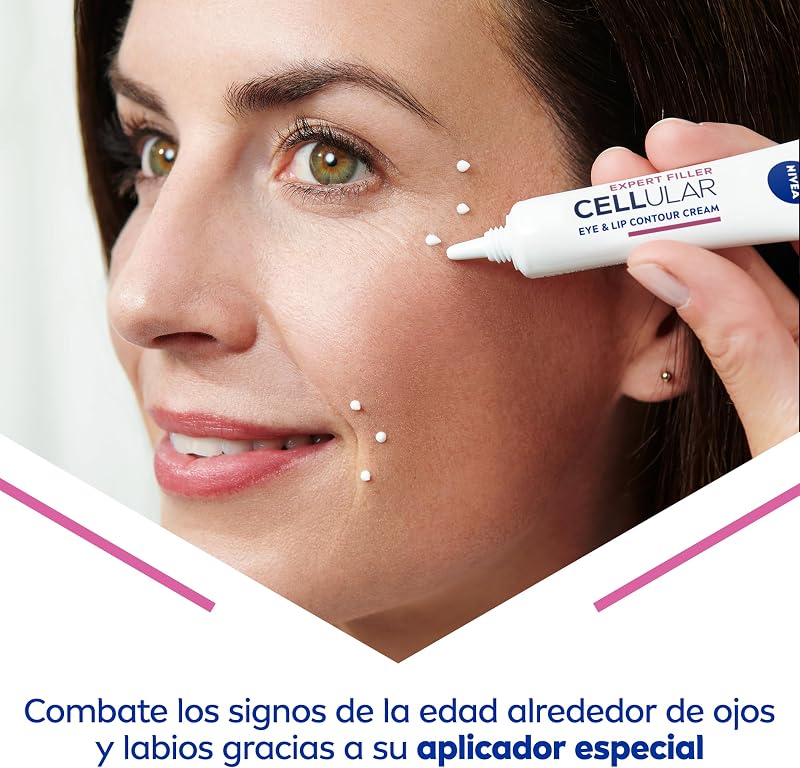 Cellular Expert Filler - Contorno de Ojos y Labios - Antiarrugas - Efecto Rellenador 24h - Con Ácido Hialurónico y Ácido Fólico - Crema Antiedad - Extra Firmeza - Todo Tipo de Pieles - 15 ml