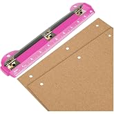 3 Hole Punch Portable for 3 Ring Binder, 5 Sheets, Pink, 10 Inch Ruler | Hole Puncher for School and Office, Removable Chip Tray, Slim Flat Paper Puncher, Letter Size, Fits in Backpack, Performore