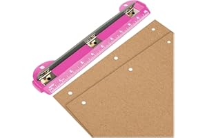 Performore 3 Hole Portable Paper Punch (Pink) with Built-in 10" Ruler, 5 Sheets Capacity, Letter-Size for 3-Ring Binders