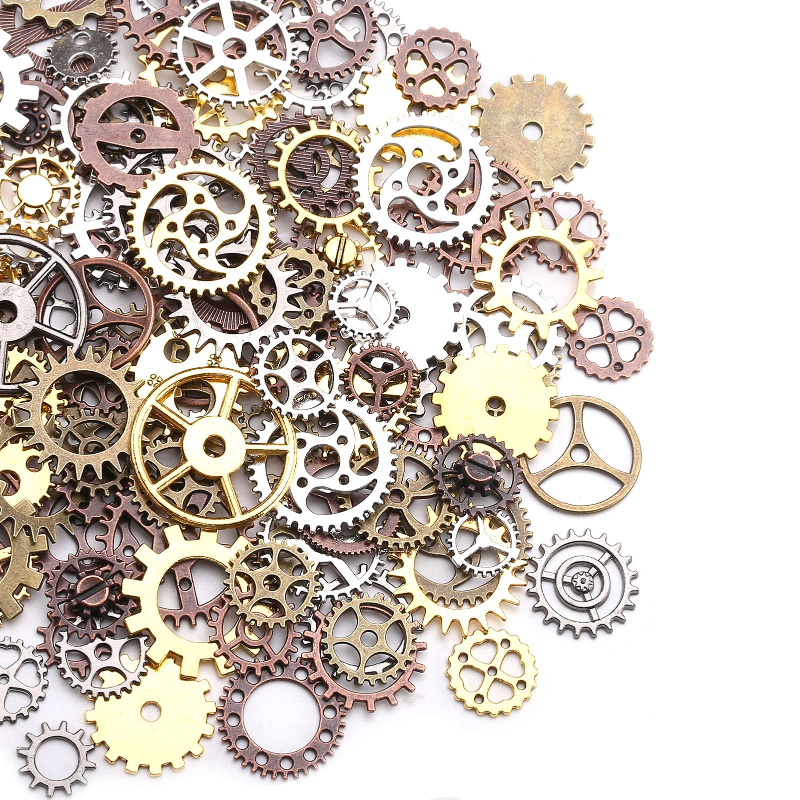 DAHI 150g Jewelry Cogs Steampunk Cogs Charms Cog Charms Pendant Accessories Assorted Antique Steampunk Craft For Necklace Bracelet (MIX150g)