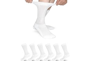 HYCLES Diabetic Socks For Men and Women Loose Fit Non-Binding Cotton Crew Socks 6 Pairs
