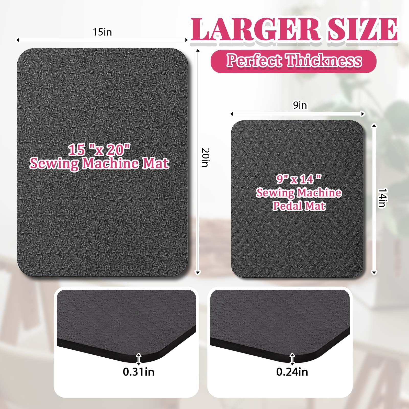 2 Pcs Sewing Machine Muffling Mat Pedal Sewing Mat Reduce Vibrations Noise No Slip Machine Accessories for Quilting(15