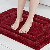 COSY HOMEER Extra Thick Bath Rugs for Bathroom - Anti-Slip Bath Linen Sets Mats Soft Plush Yarn Shaggy 100% Strong Polyester Living Room Bedroom Water Absorbent(Red,17x27 - Inches)