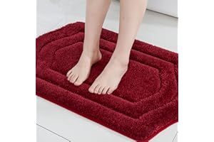 COSY HOMEER Extra Thick Bath Rugs for Bathroom - Anti-Slip Bath Linen Sets Mats Soft Plush Yarn Shaggy 100% Strong Polyester Living Room Bedroom Water Absorbent(Red,17x27 - Inches)