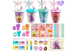 AYGXU 24 pcs Valentines Day Gifts for Kids Classroom - Valentines Day Stationary Set Gift with Cards for School,Valentine exchange valentines party favors for kids boys girls,Valentines goody bag filler.