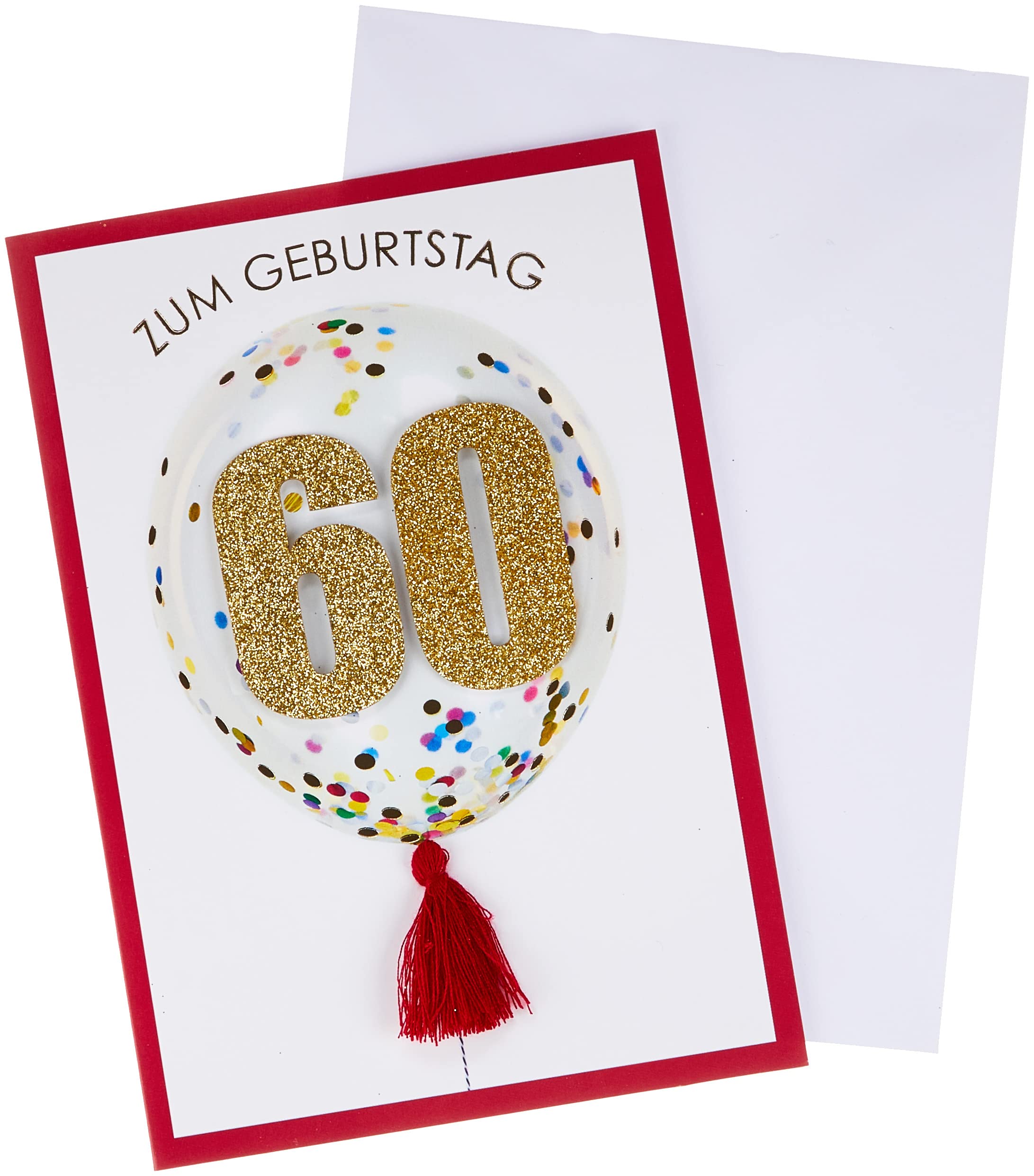 Perleberg High-Quality Birthday Card with Glitter 60 in Gold – Elegant 60th Birthday Card with Envelope – Beautiful Birthday Cards 11.6 x 16.6 cm – Birthday Card for a Successful Surprise