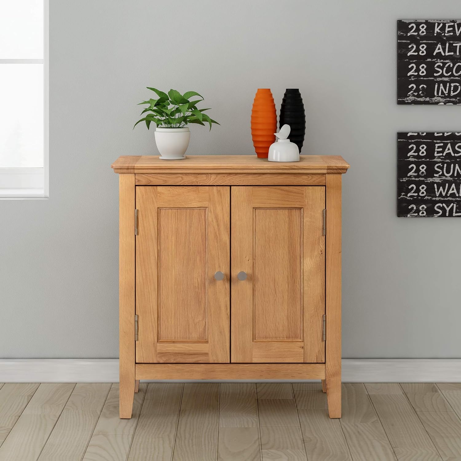 Hallowood Furniture Hereford Small Cupboard with Adjustable Shelf, Shoe Storage Cabinet